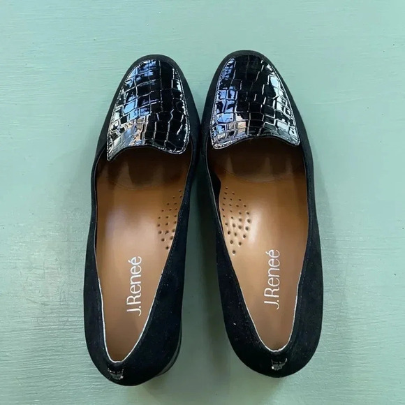 J. Renee Ballanca block heel pumps, patent & suede. Black NWOT women’s size 9 - Picture 6 of 14